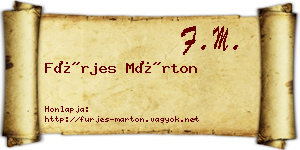 Fürjes Márton névjegykártya