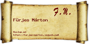 Fürjes Márton névjegykártya